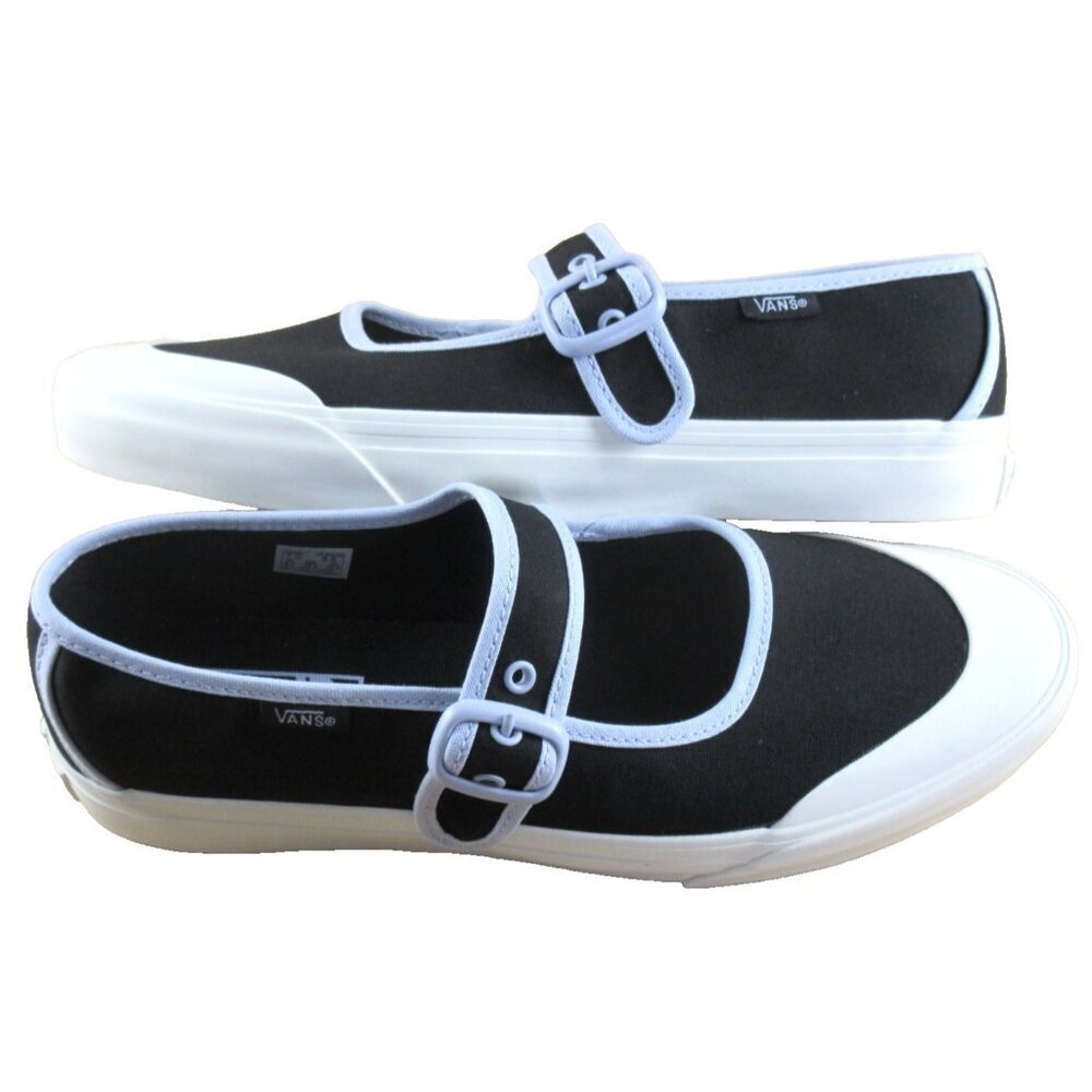 Vans Women's Mary Jane Ballerina Black Purple Canvas adjustable Shoes Size 8.5